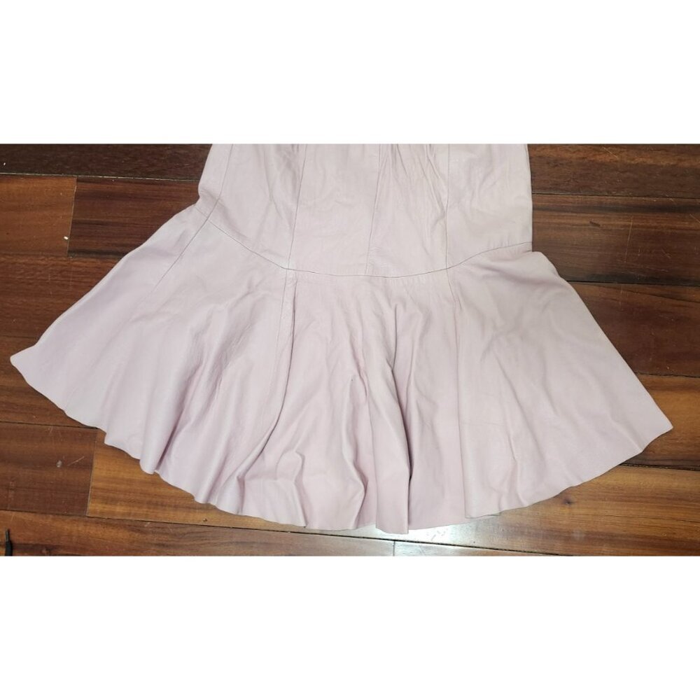 Vintage Pink Leather Strapless Dress Size 8 Mermaid Midi Genuine Leather USA - Picture 6 of 13